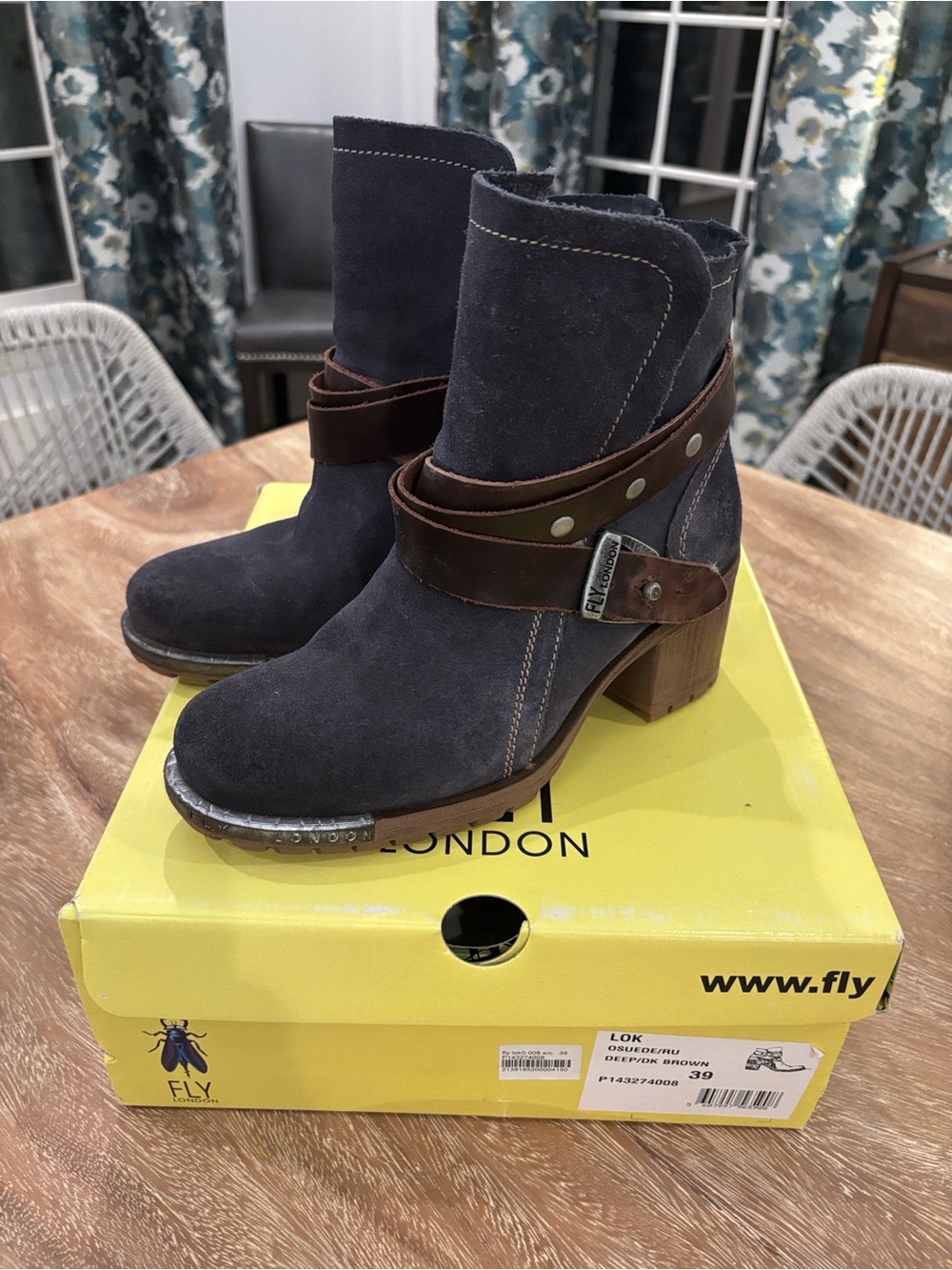 Fly London Lok Suede boot- blue suede - 39
